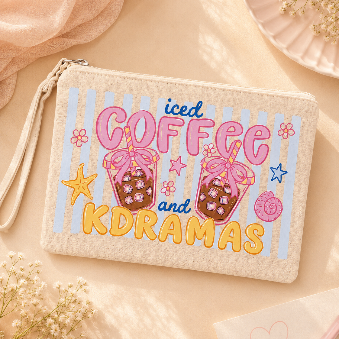 K-Drama Essentials Gift Box | Glass Cup & Makeup Pouch Gift Set.