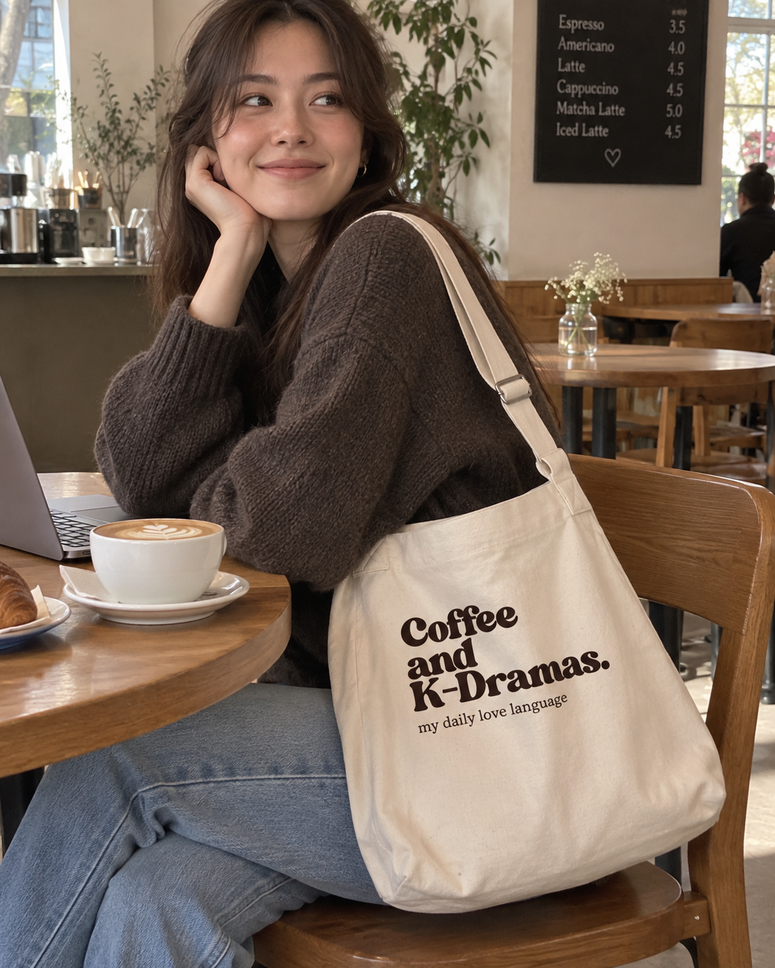 Coffee and K-Dramas Shoulder Tote