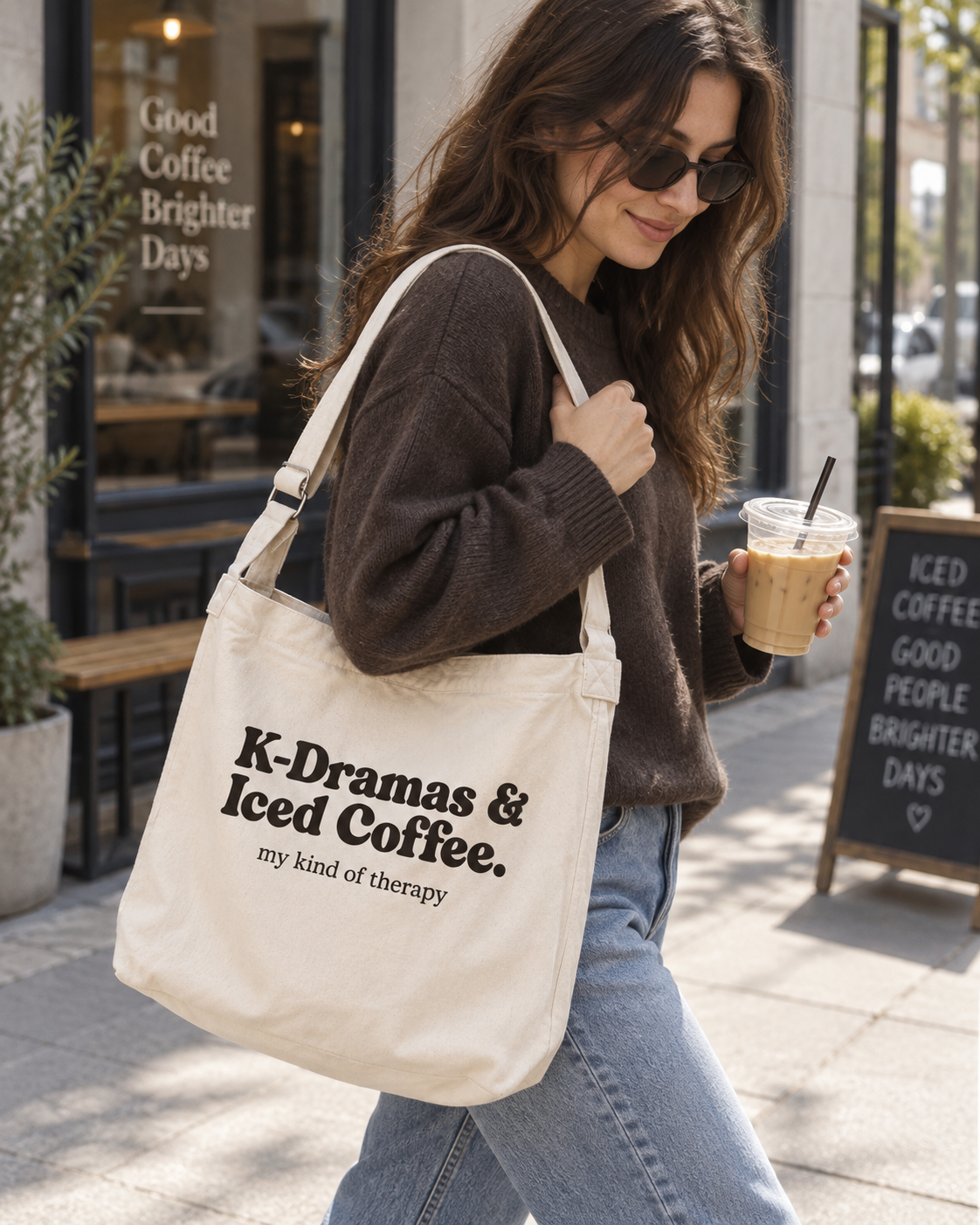 K-Dramas & Iced Coffee Crossbody Messenger Bag