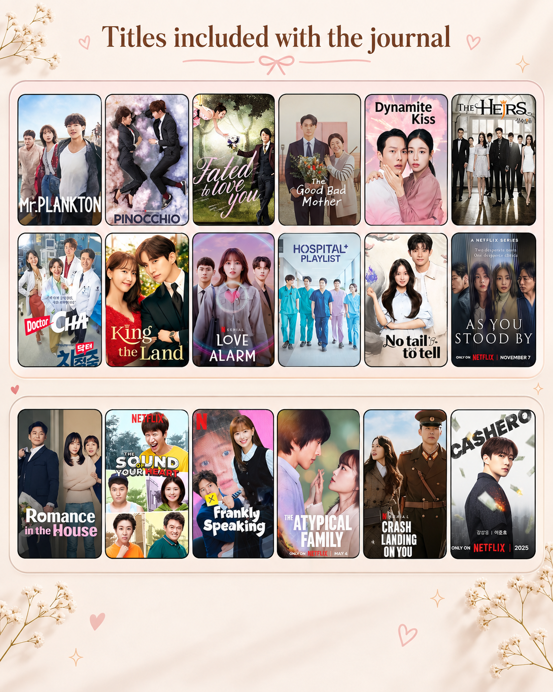 K-Drama Journal Bundle- stickers, pen, highlihter & bookmark