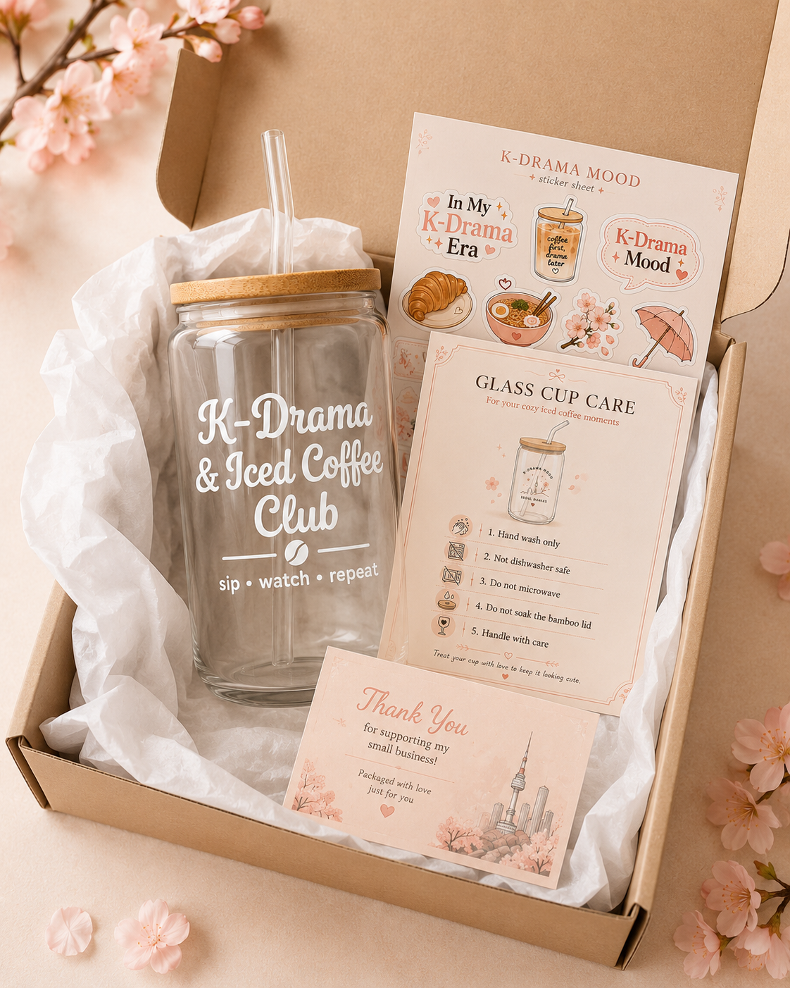K-Drama & Iced Coffee Club Glass Cup
