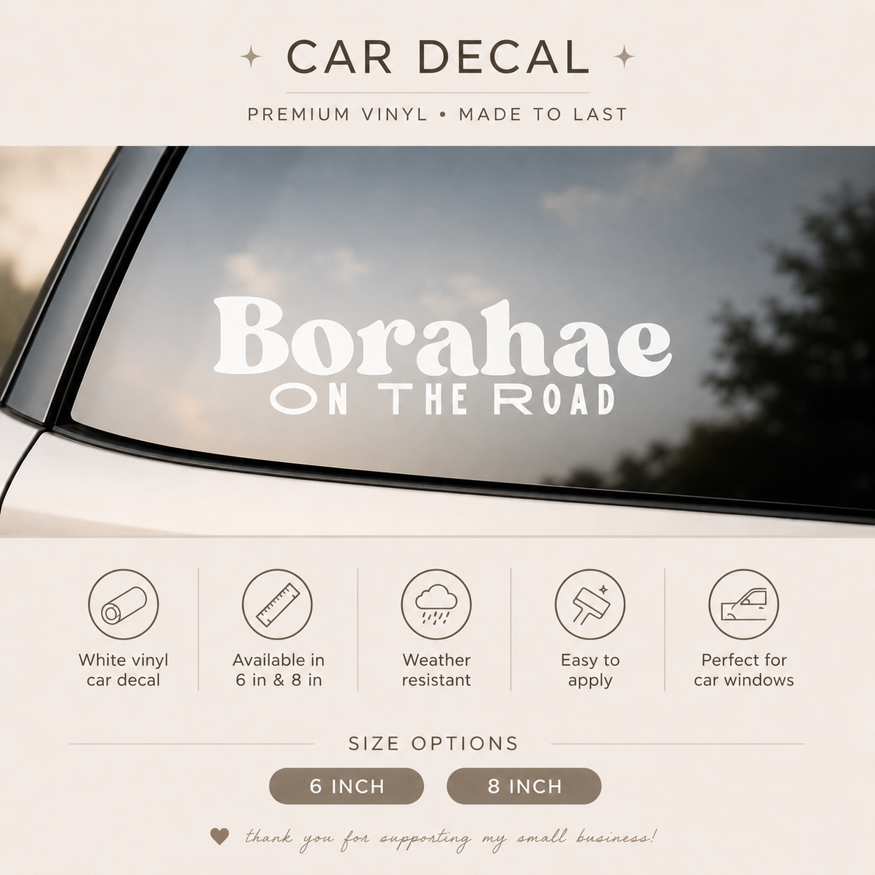 Borahae On The Road White Vinyl Decal | BTS ARMY Car Sticker
