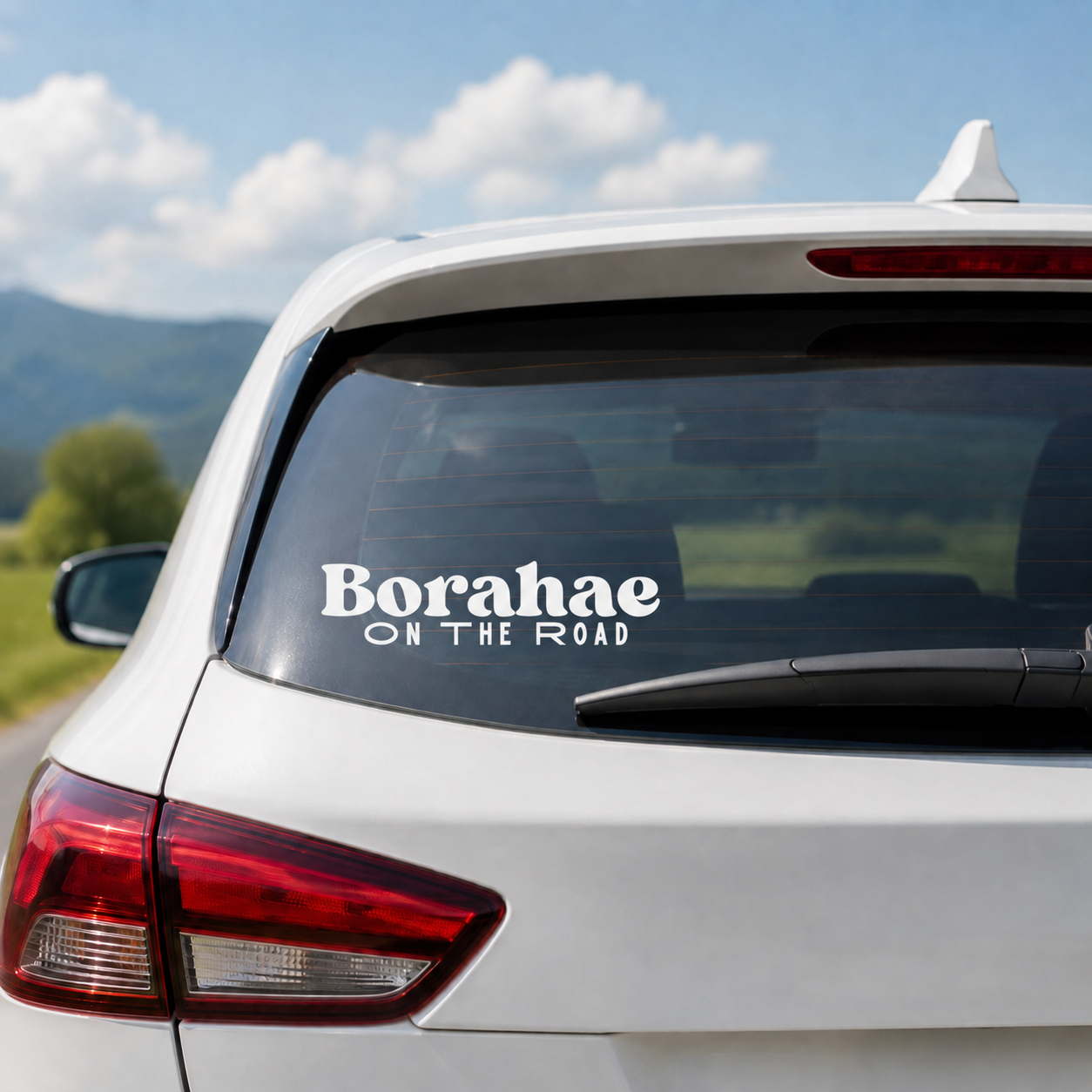 Borahae On The Road White Vinyl Decal | BTS ARMY Car Sticker
