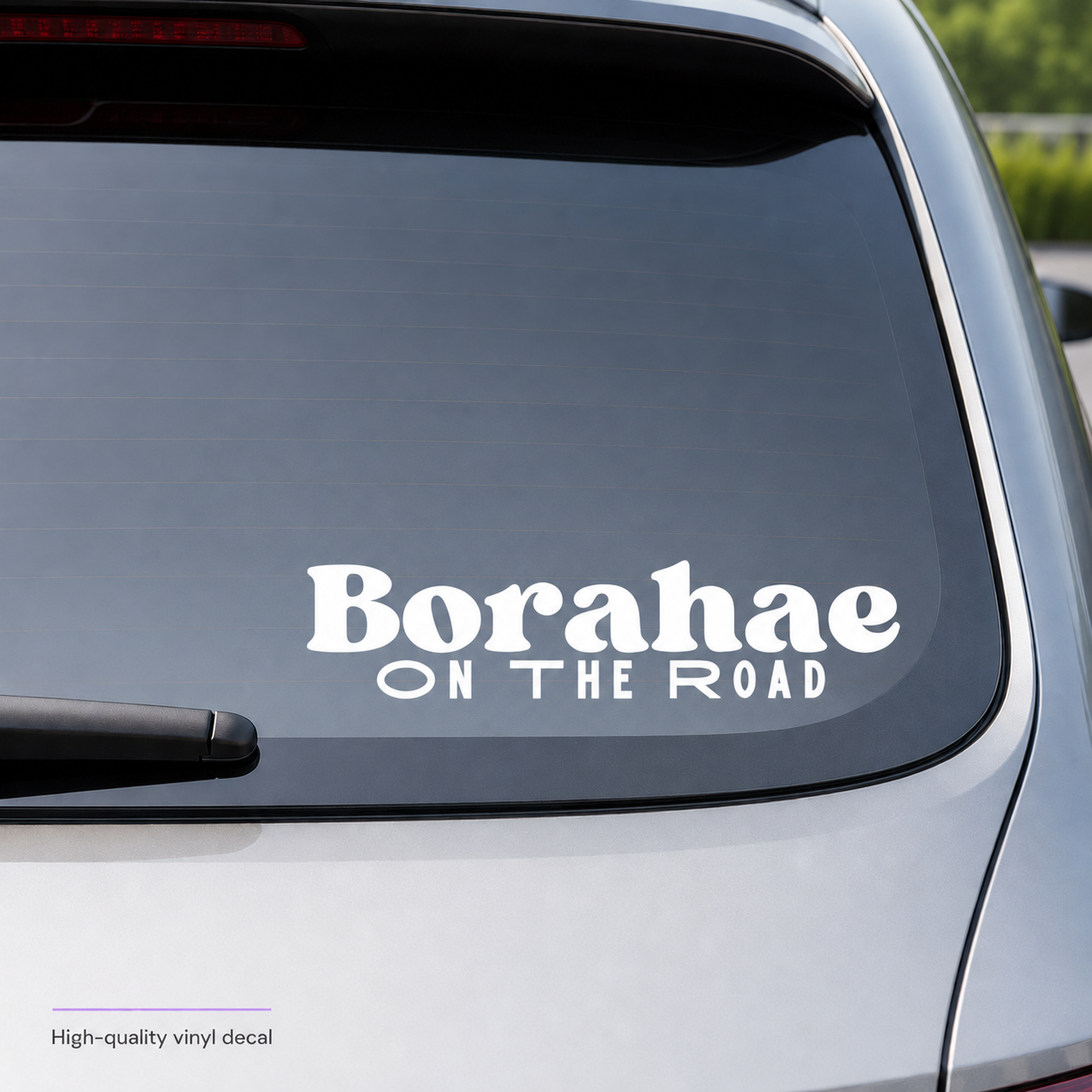 Borahae On The Road White Vinyl Decal | BTS ARMY Car Sticker