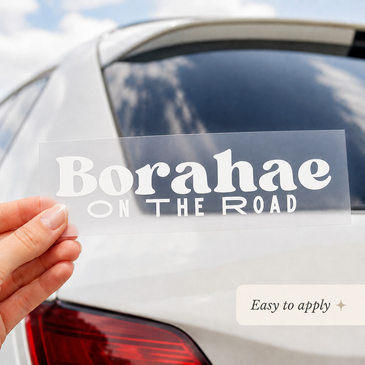 Borahae On The Road White Vinyl Decal | BTS ARMY Car Sticker
