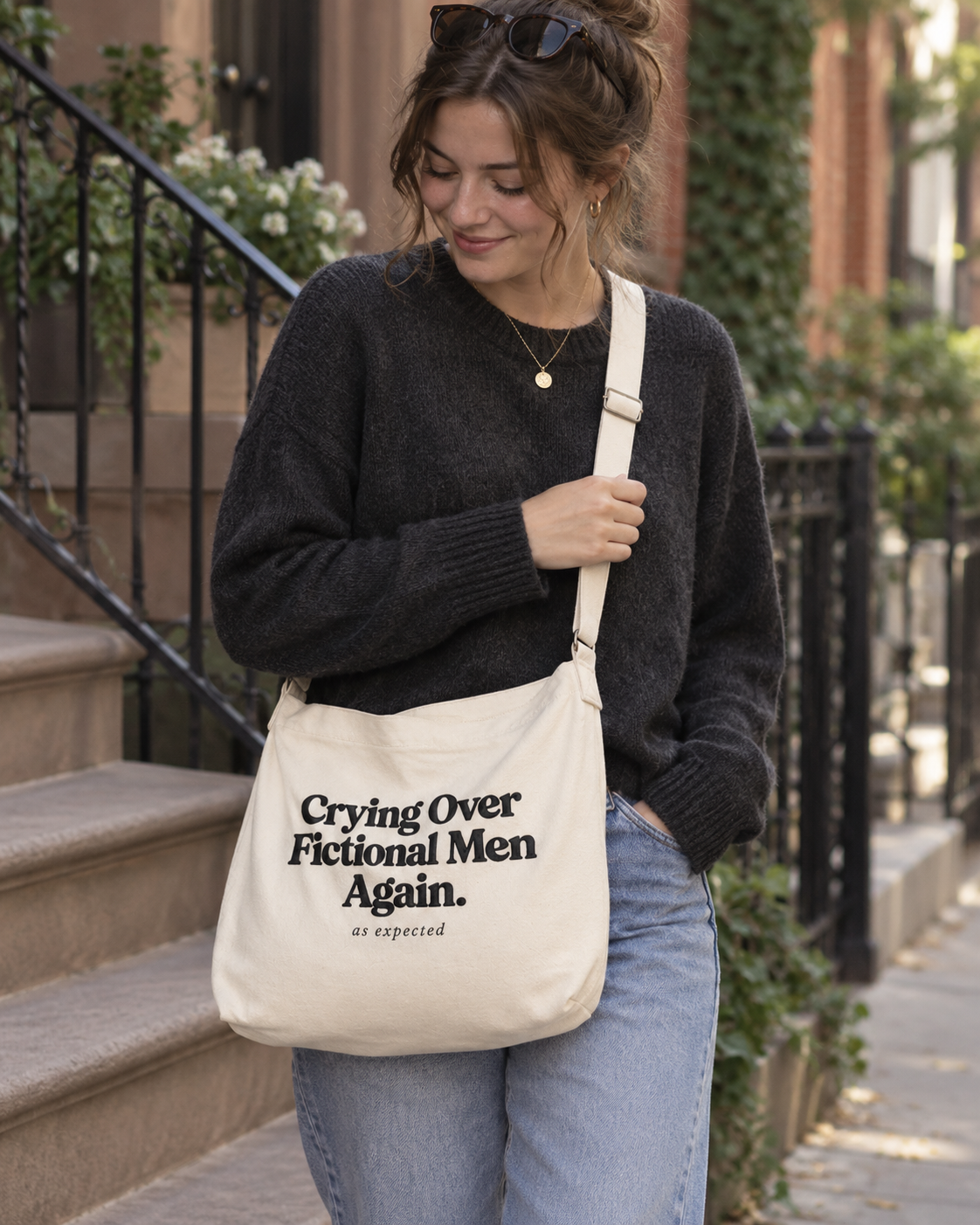 Crying Over Fictional Men K-Drama Crossbody Bag