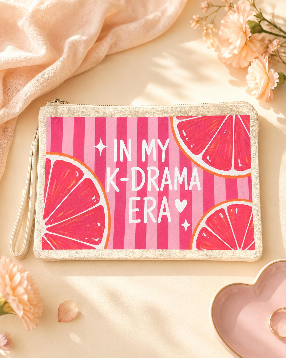 K-Drama Essentials Gift Box | Glass Cup & Makeup Pouch Gift Set.