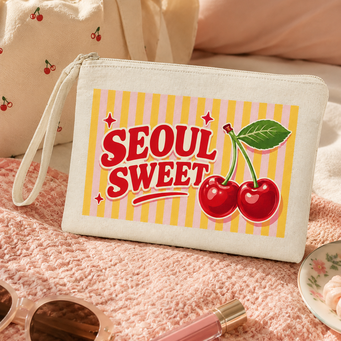 K-Drama Essentials Gift Box | Glass Cup & Makeup Pouch Gift Set.