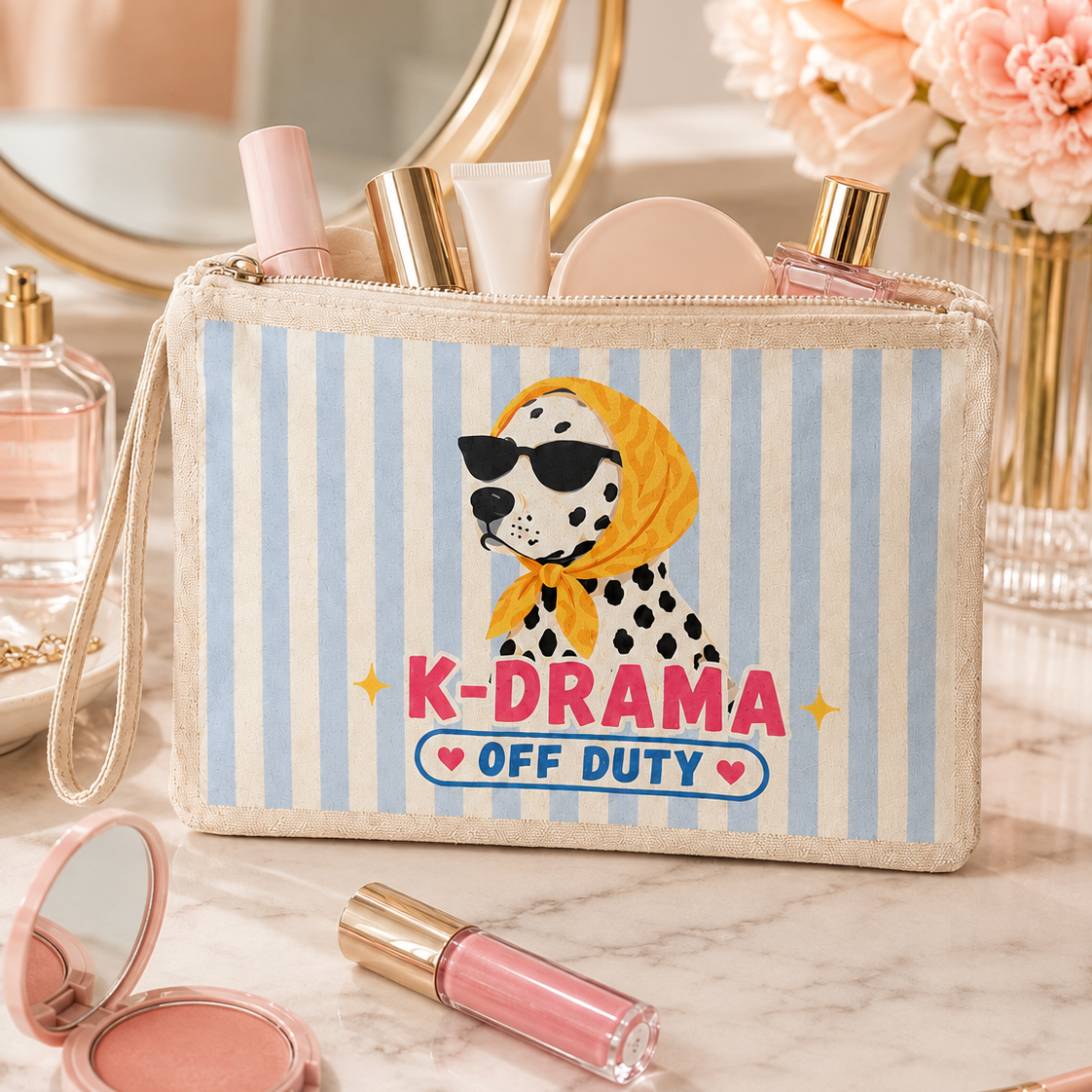 K-Drama Essentials Gift Box | Glass Cup & Makeup Pouch Gift Set.