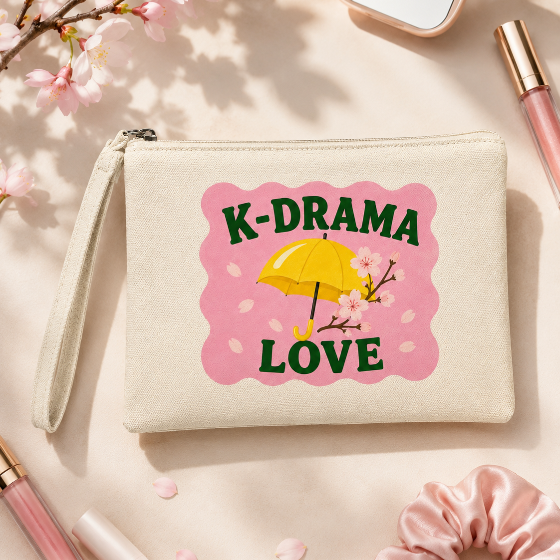 K-Drama Essentials Gift Box | Glass Cup & Makeup Pouch Gift Set.
