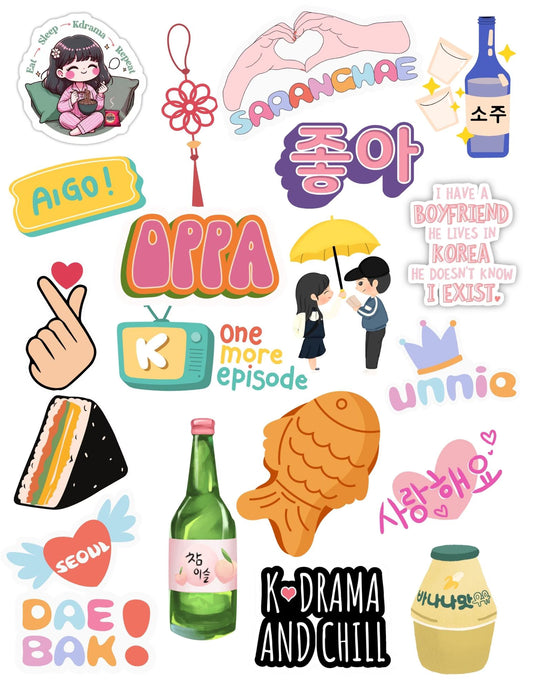 40 Count | K-Drama Sticker Pack | Waterproof Vinyl Stickers
