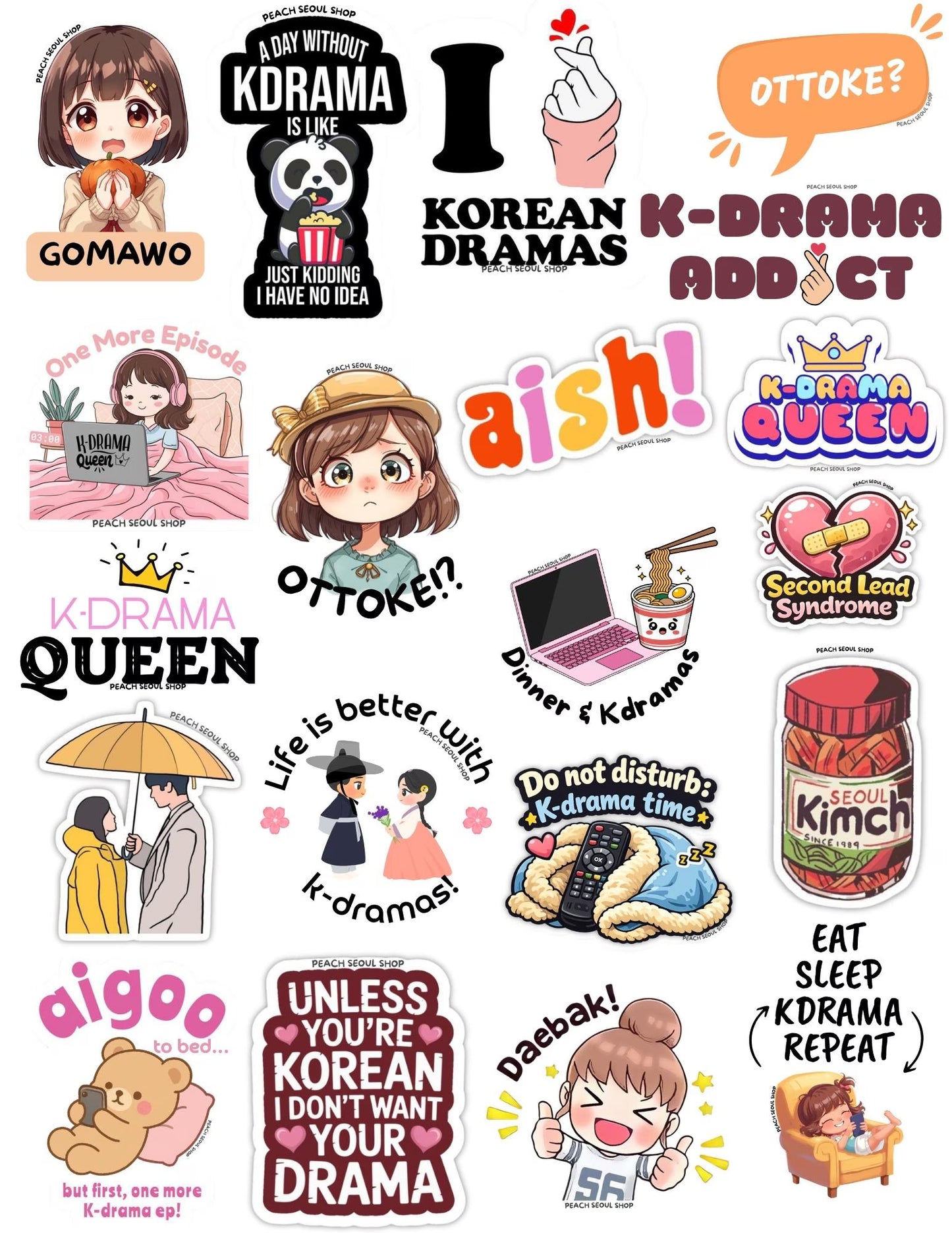 40 Count | K-Drama Sticker Pack | Waterproof Vinyl Stickers