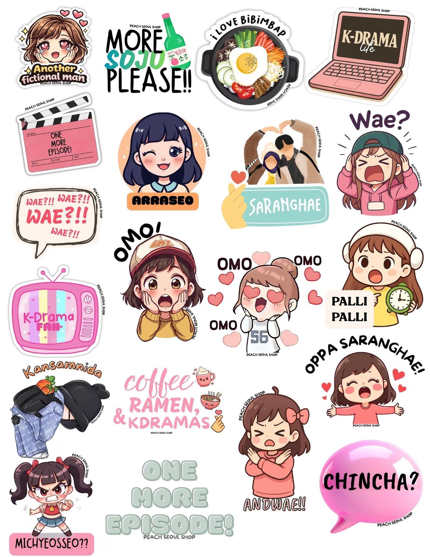 60 Count | K-Drama Sticker Pack | Waterproof Vinyl Stickers