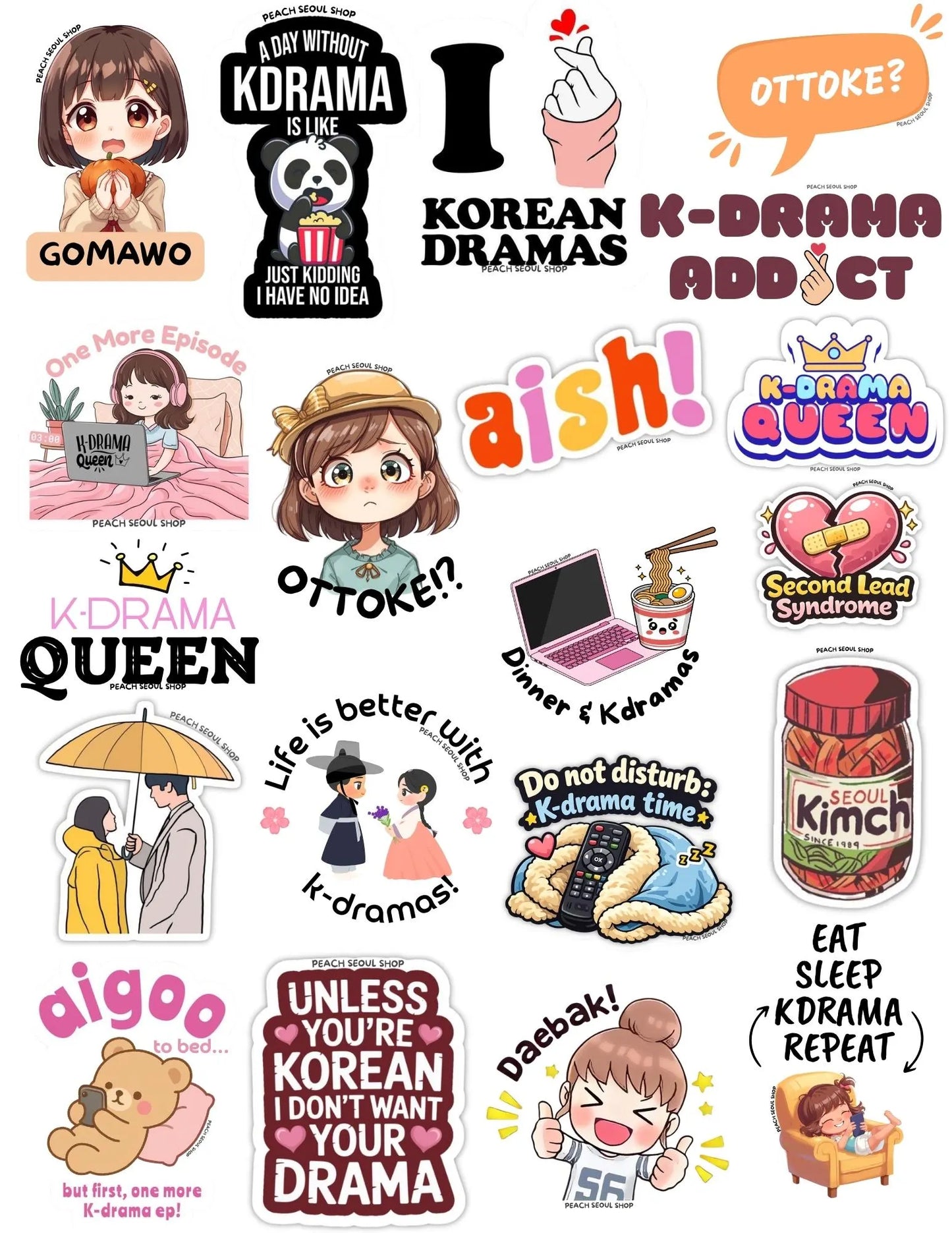 60 Count | K-Drama Sticker Pack | Waterproof Vinyl Stickers