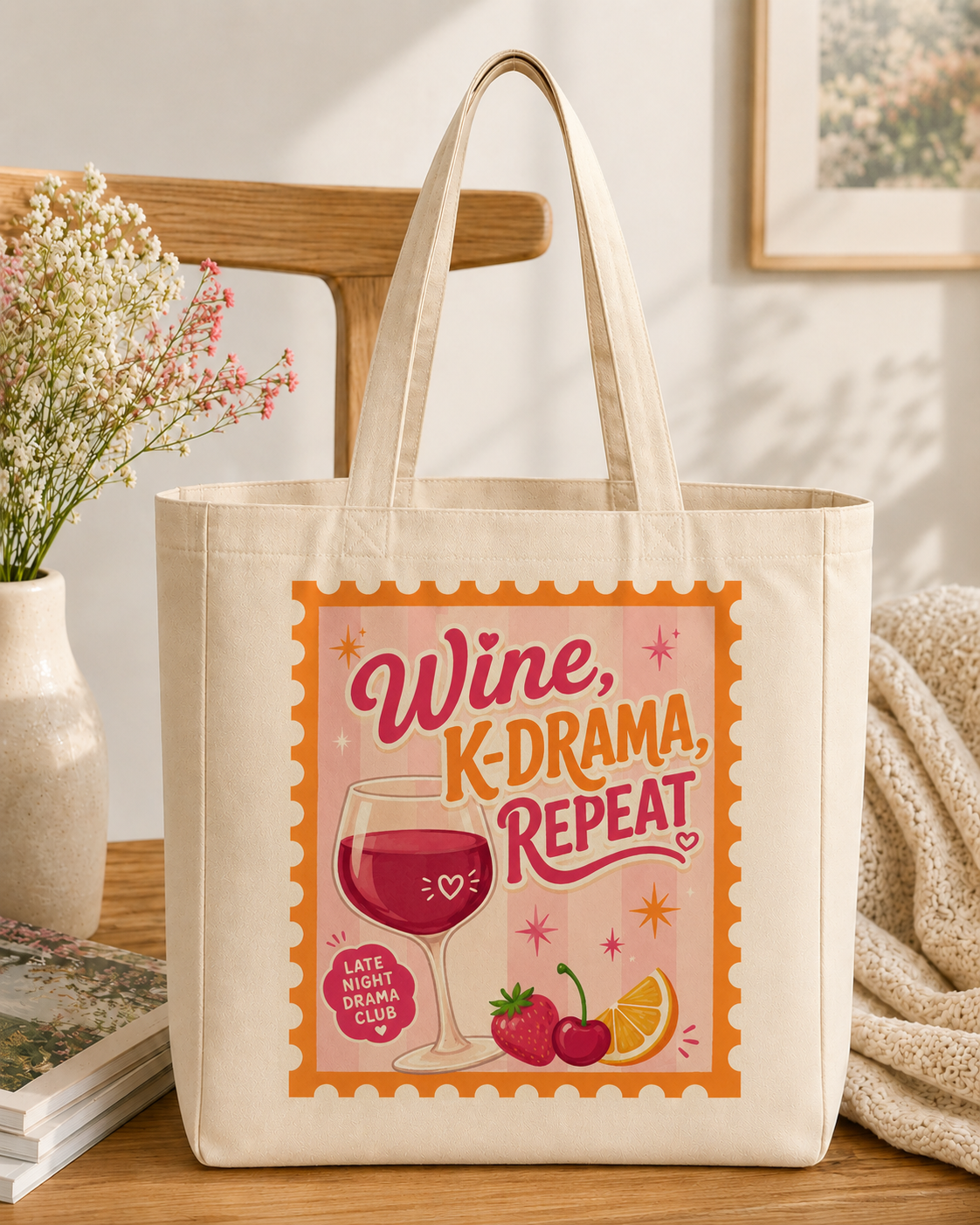 Wine, K-Drama, Repeat Tote