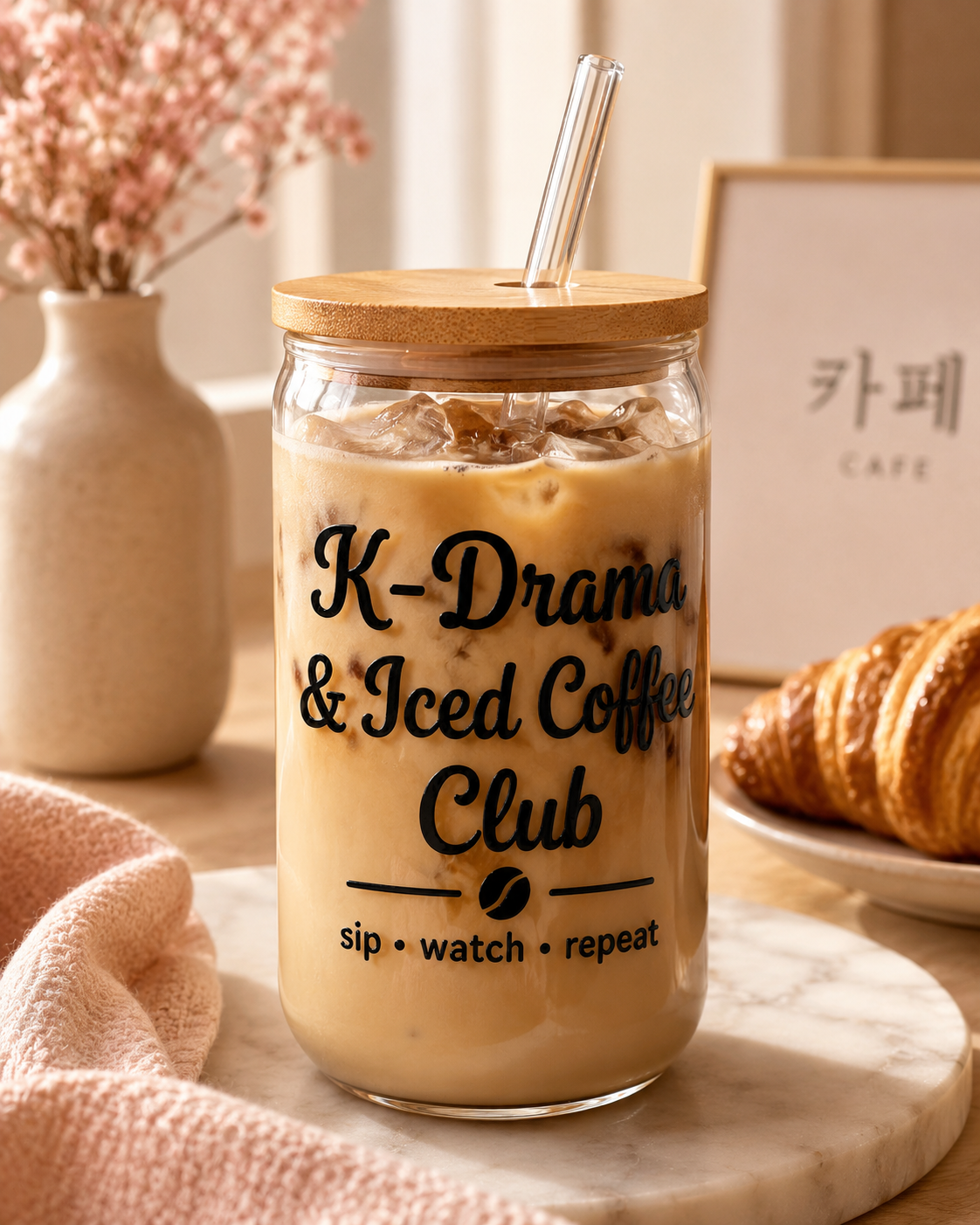 K-Drama & Iced Coffee Club Glass Cup