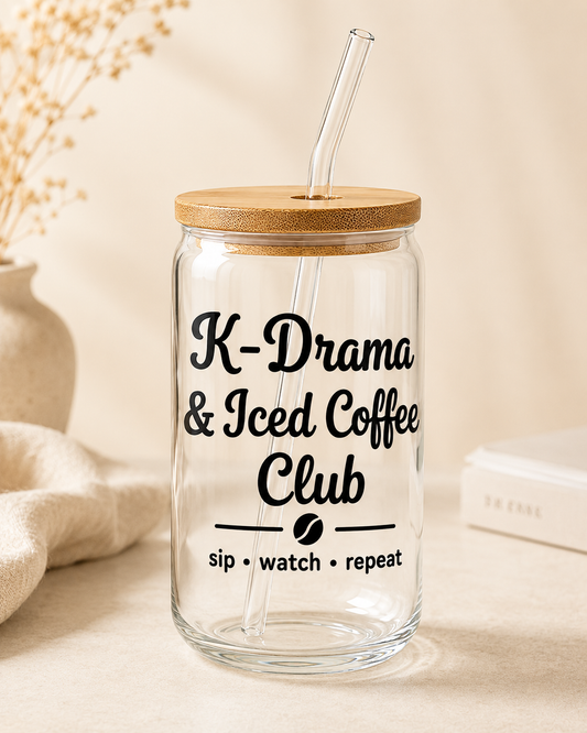 K-Drama & Iced Coffee Club Glass Cup