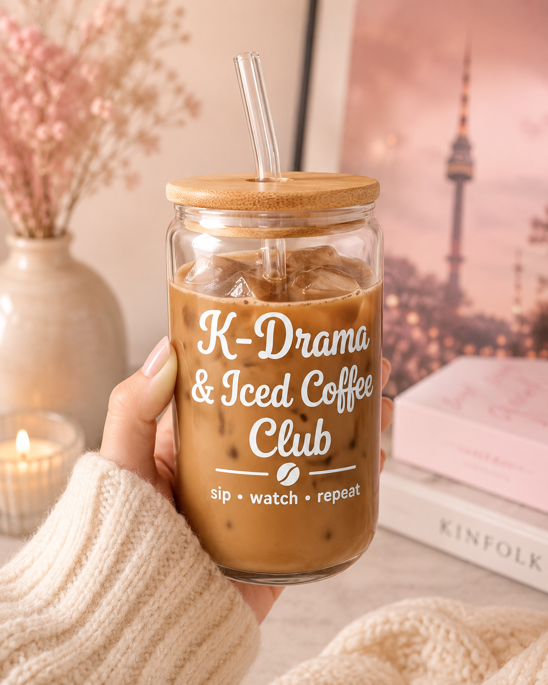 K-Drama & Iced Coffee Club Glass Cup