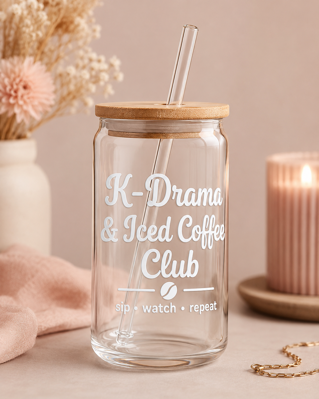 K-Drama & Iced Coffee Club Glass Cup